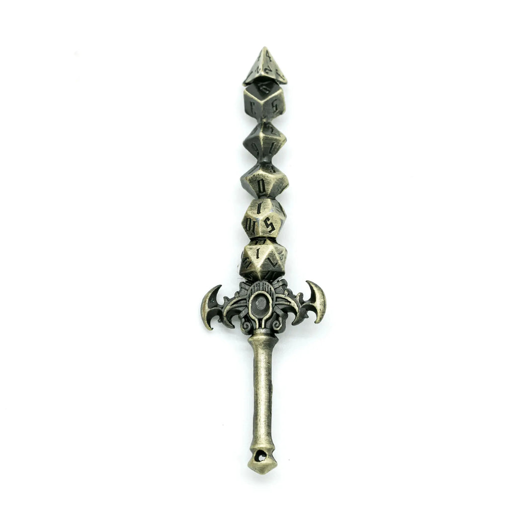 Metal Dice Sword Keychain
