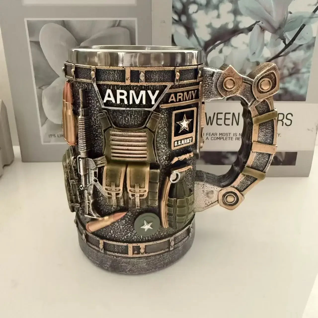 1pcs Navy Cup Air Force Anchor Plane Wine Mugs Resin Stainless Steel Army Beer Military  Mug Men Birthday Gift Coffee Wine New