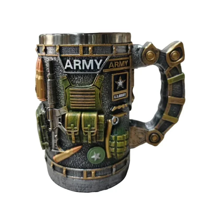 1pcs Navy Cup Air Force Anchor Plane Wine Mugs Resin Stainless Steel Army Beer Military  Mug Men Birthday Gift Coffee Wine New
