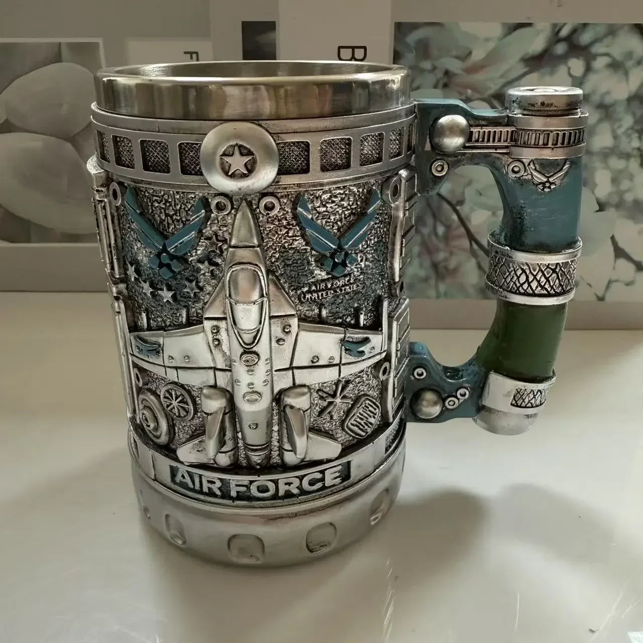 1pcs Navy Cup Air Force Anchor Plane Wine Mugs Resin Stainless Steel Army Beer Military  Mug Men Birthday Gift Coffee Wine New