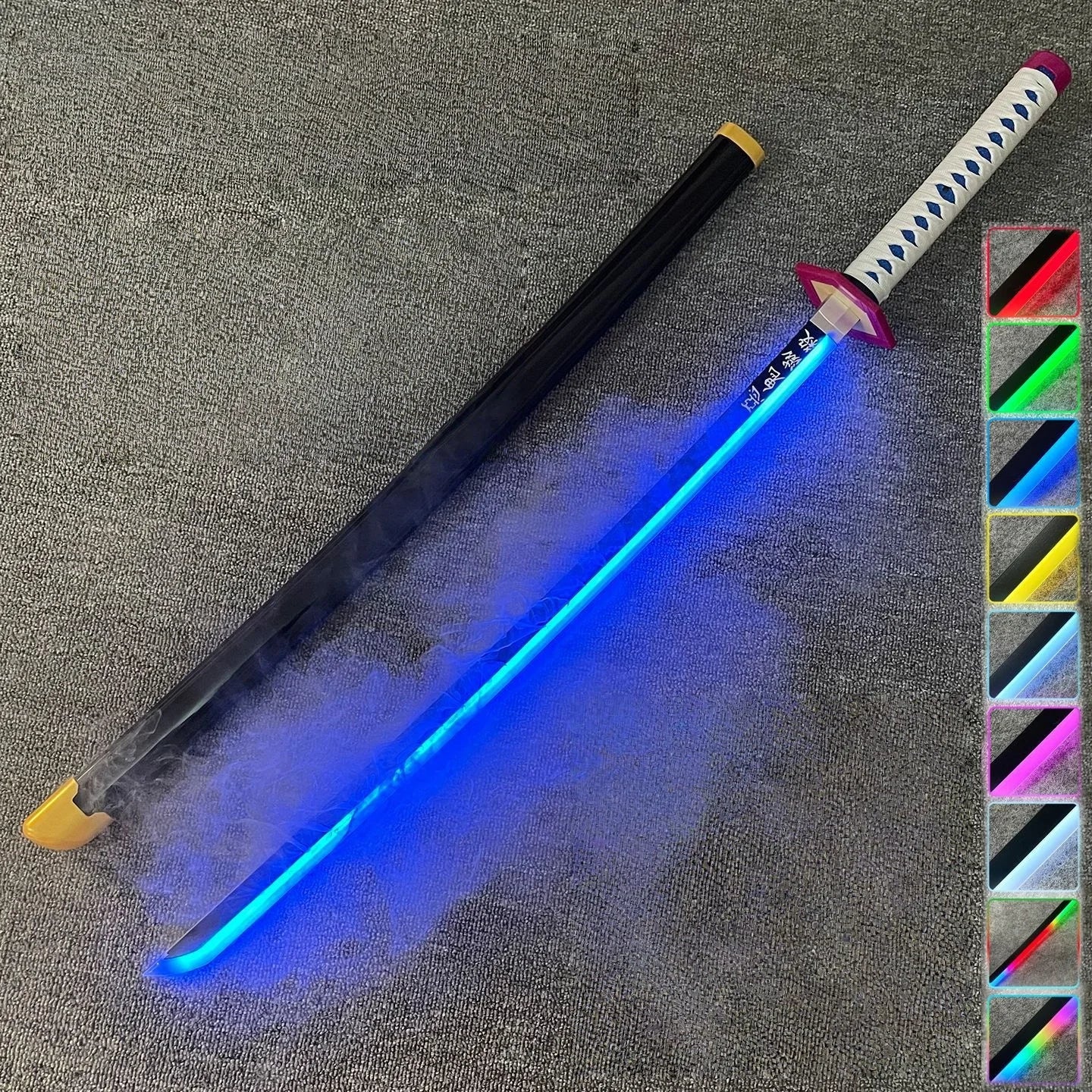 40inch Smoke Glow Demon Slayer Katana Muichirou Light Vapor Sword Anime Cosplay Real Japanese Katana Original Samurai Sabre Gift
