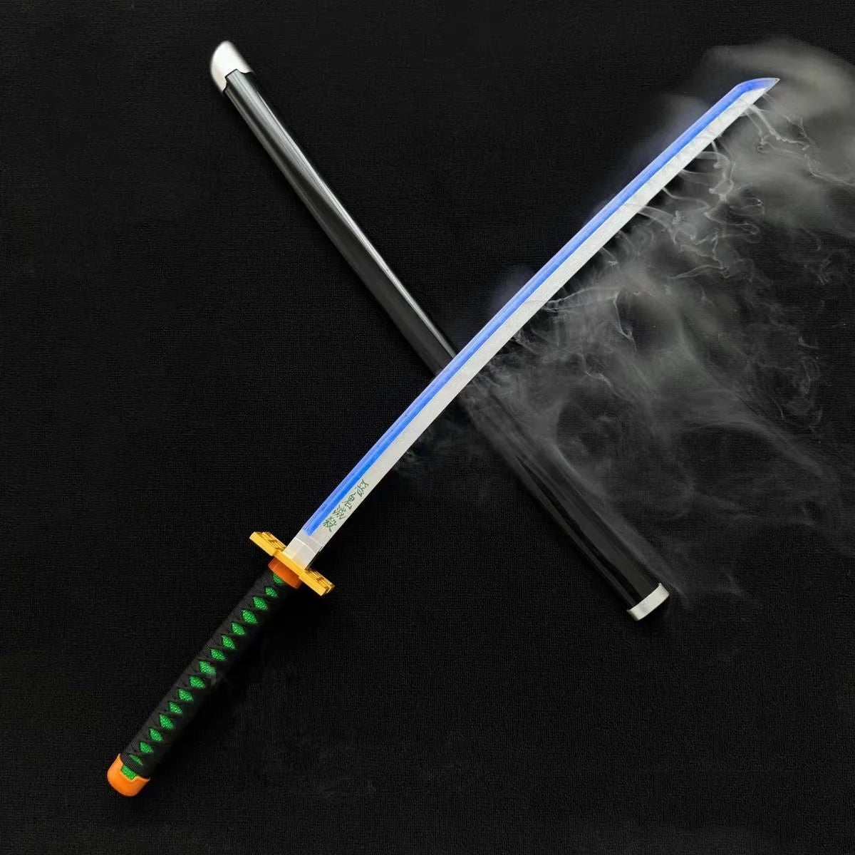 40inch Smoke Glow Demon Slayer Katana Muichirou Light Vapor Sword Anime Cosplay Real Japanese Katana Original Samurai Sabre Gift