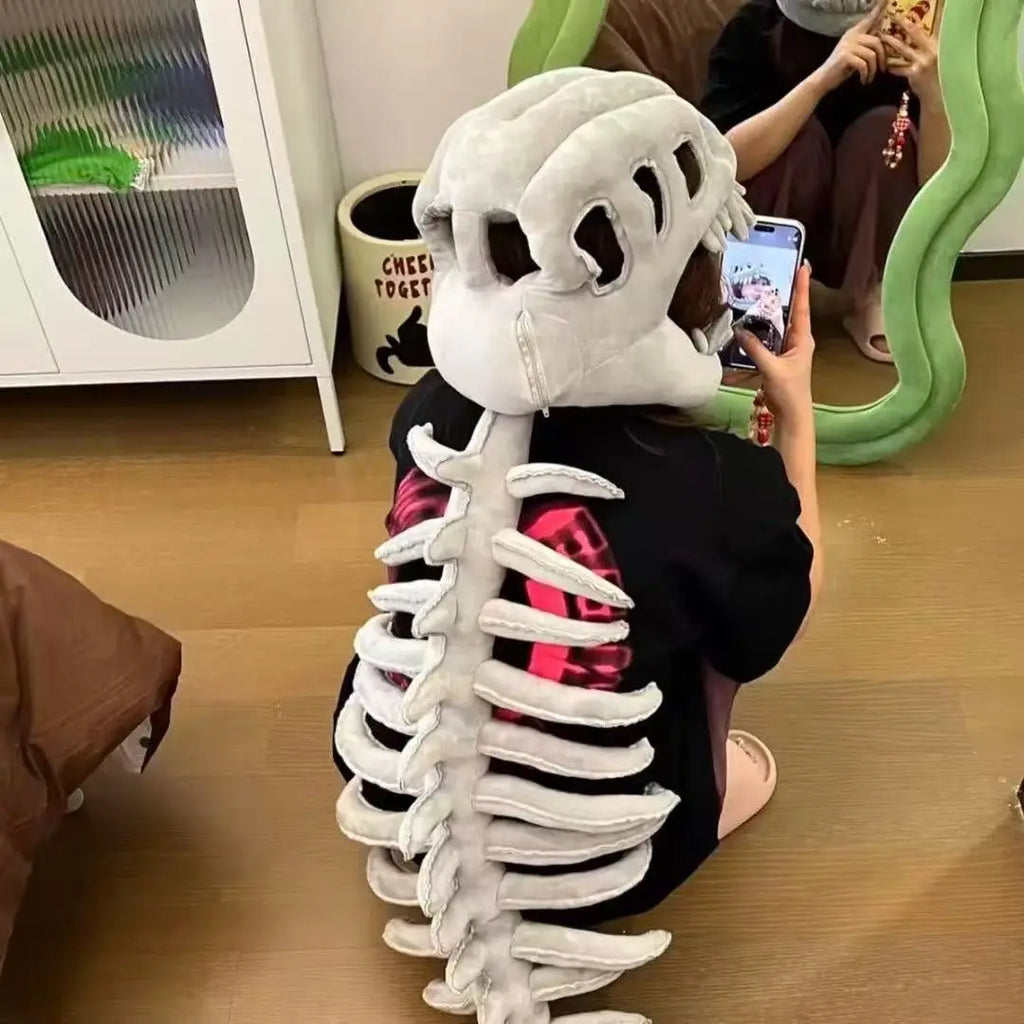 New Dinosaur hat Celebrity-Style Plush Cartoon Skeleton Headgear Halloween Costume Plush Toy Funny Doll Soft Surprise Gift