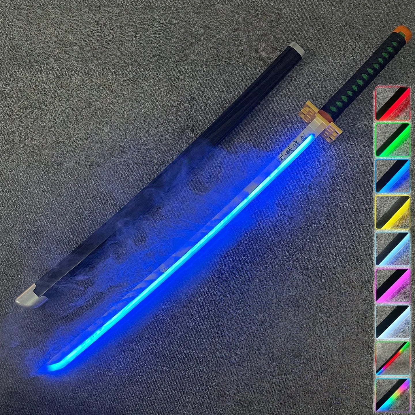 40inch Smoke Glow Demon Slayer Katana Muichirou Light Vapor Sword Anime Cosplay Real Japanese Katana Original Samurai Sabre Gift