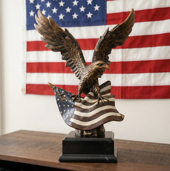 Hand-Cast American Eagle Statue