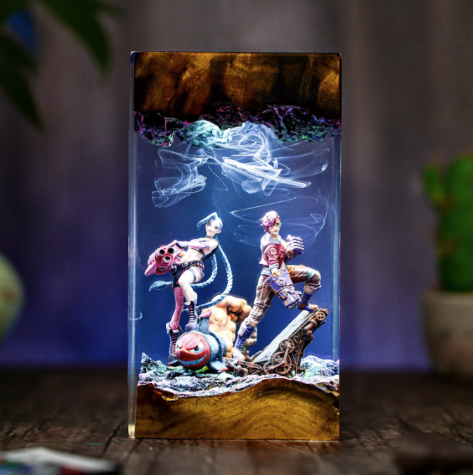 Jinx and Vi resin Lamp