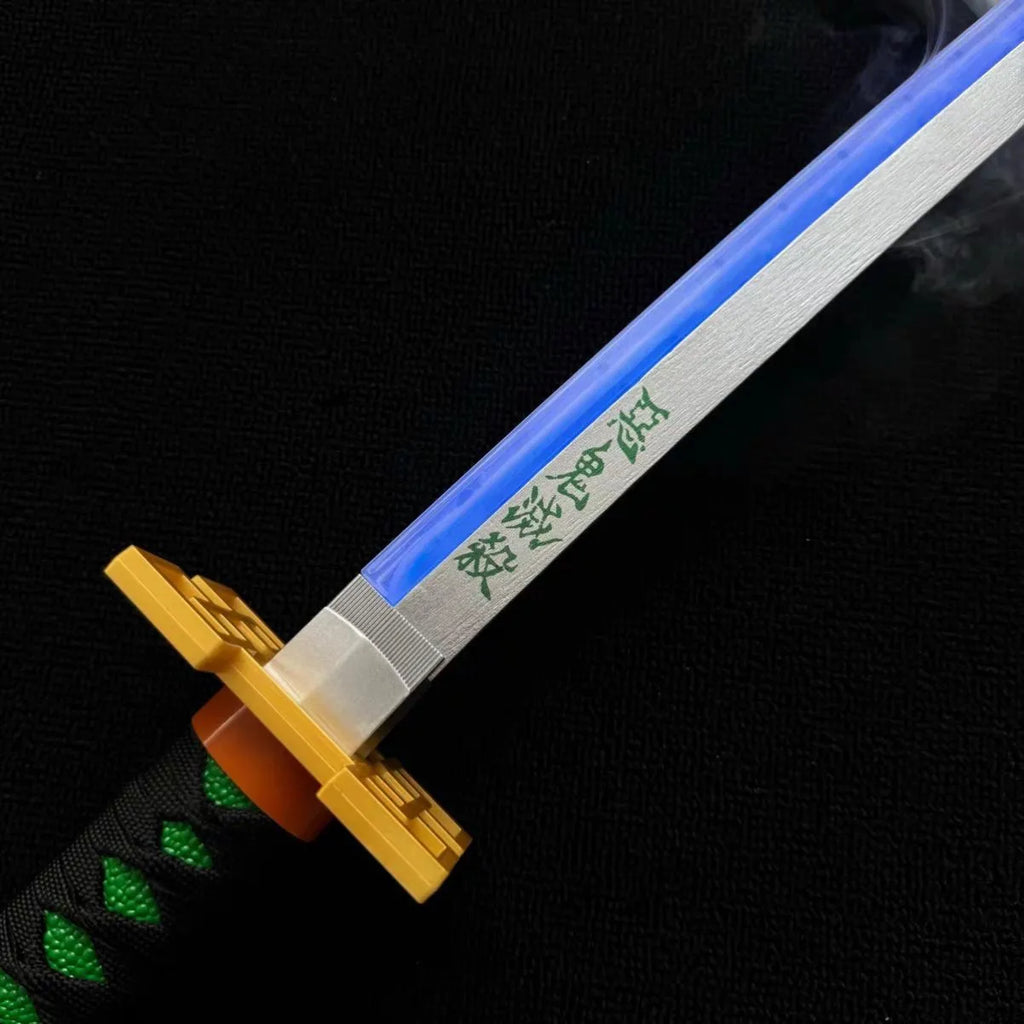 40inch Smoke Glow Demon Slayer Katana Muichirou Light Vapor Sword Anime Cosplay Real Japanese Katana Original Samurai Sabre Gift