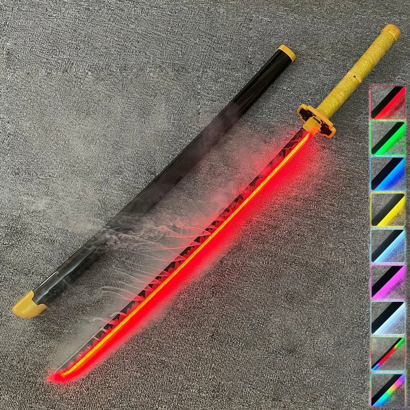 40inch Smoke Glow Demon Slayer Katana Muichirou Light Vapor Sword Anime Cosplay Real Japanese Katana Original Samurai Sabre Gift