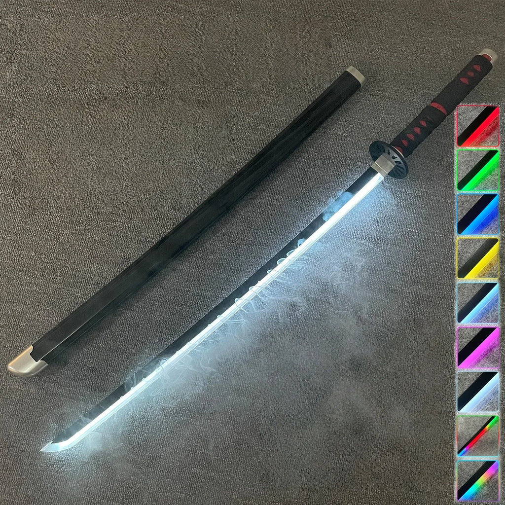 40inch Smoke Glow Demon Slayer Katana Muichirou Light Vapor Sword Anime Cosplay Real Japanese Katana Original Samurai Sabre Gift