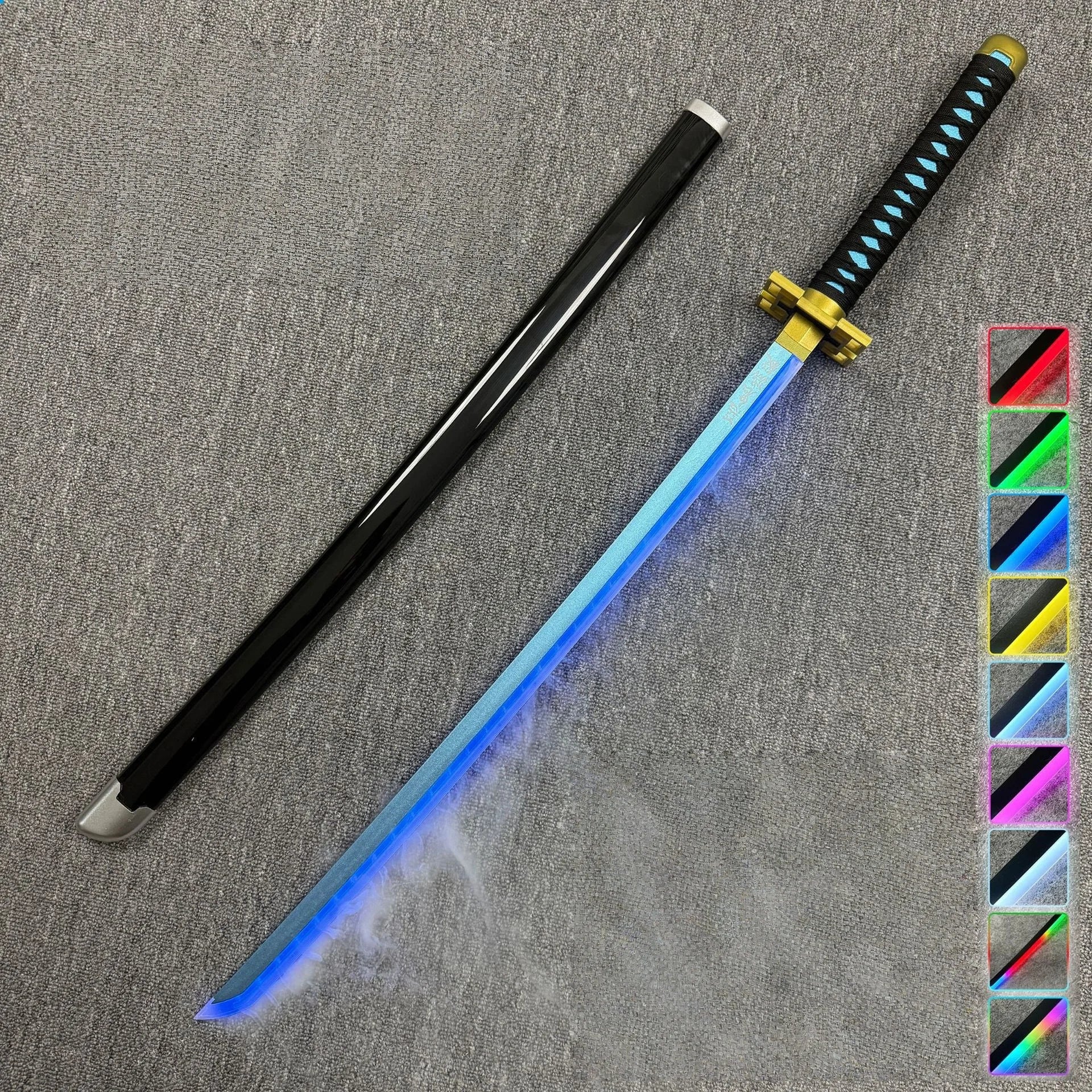 40inch Smoke Glow Demon Slayer Katana Muichirou Light Vapor Sword Anime Cosplay Real Japanese Katana Original Samurai Sabre Gift
